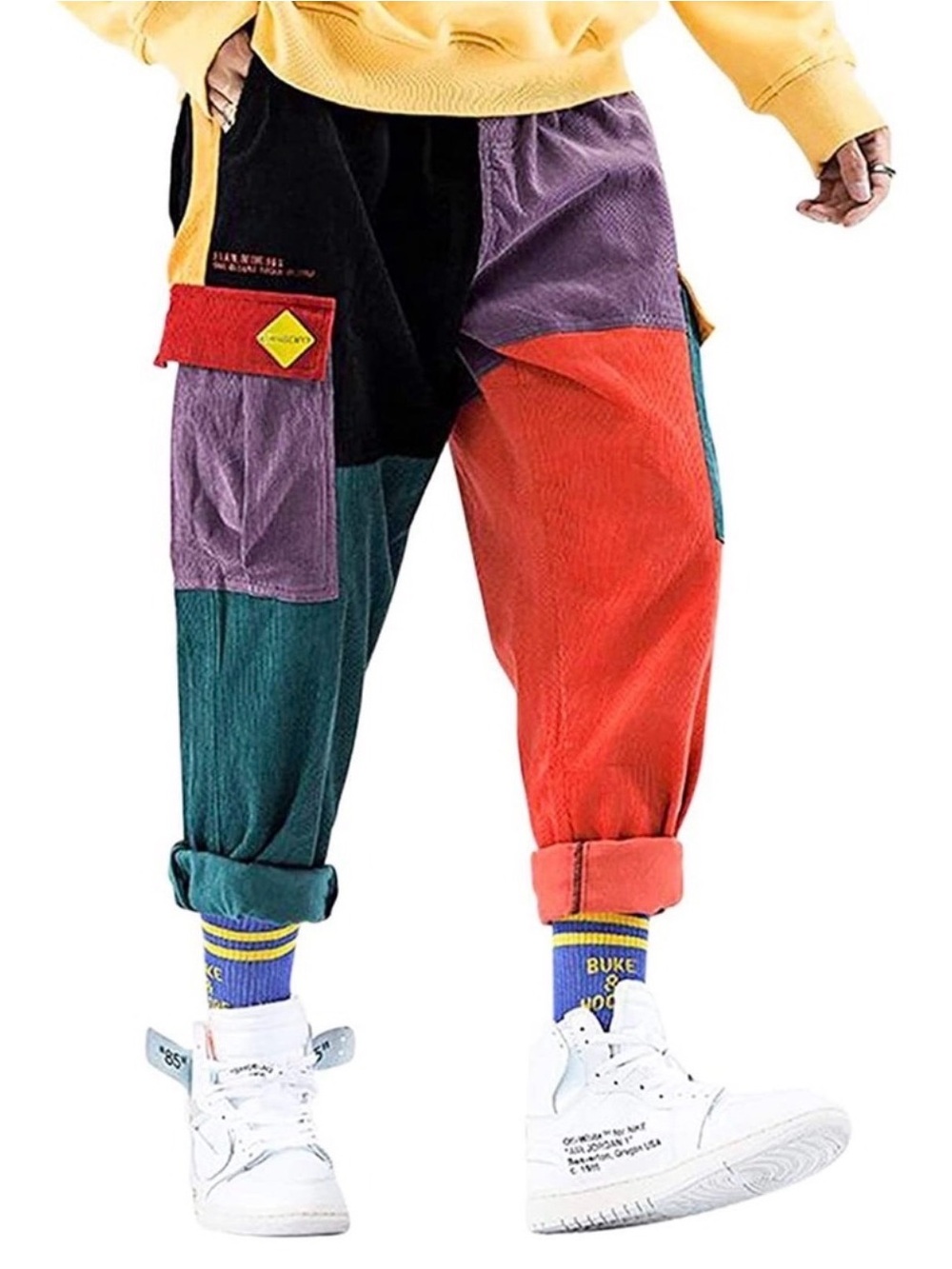 NWT Aelfric Eden Patchwork Cargo Joggers Unisex Medium Corduroy Y2K Streetwear 🛹 - Picture 2 of 11